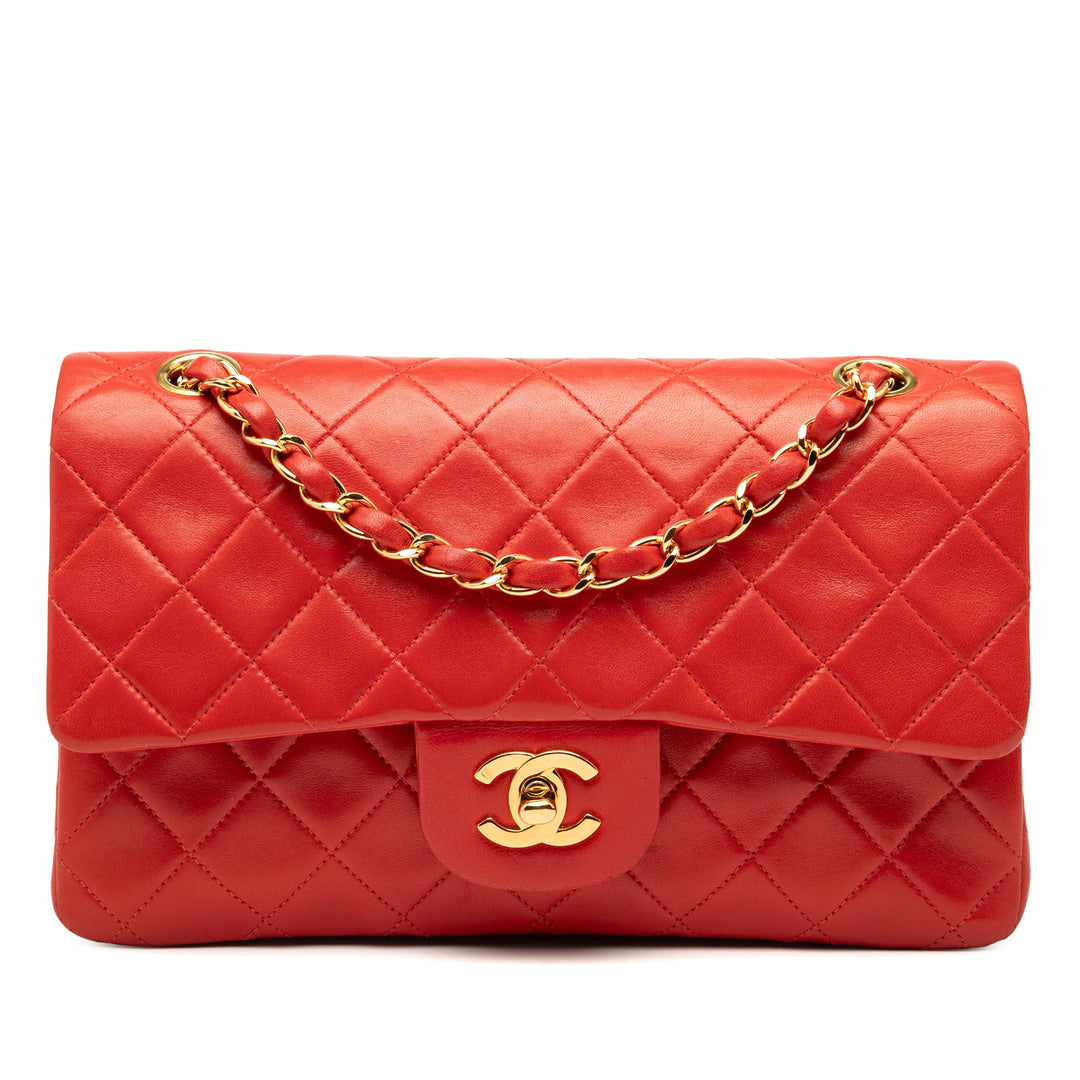 Chanel Small Classic Cuir d’agneau Double rabat Rouge – GABY PARIS Authentique