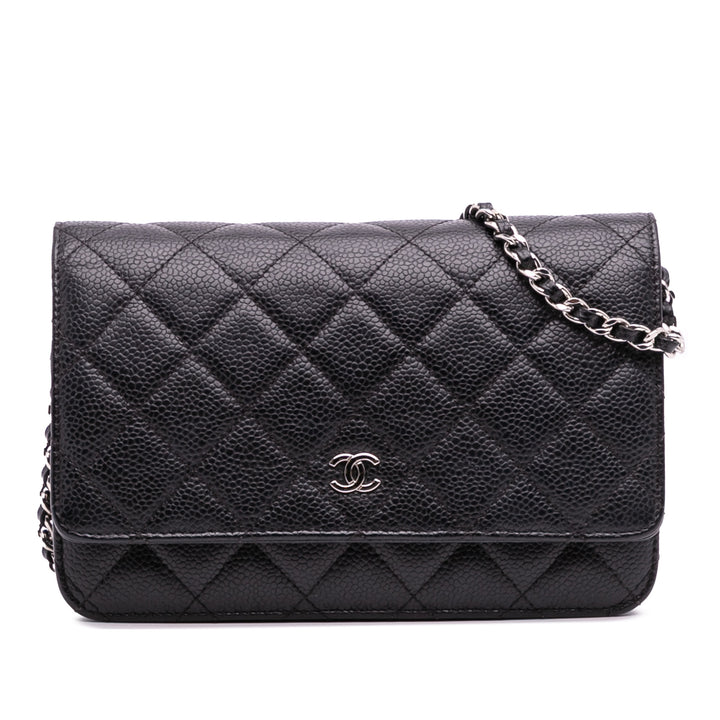Chanel CC Quilted Caviar Wallet on Chain Noir