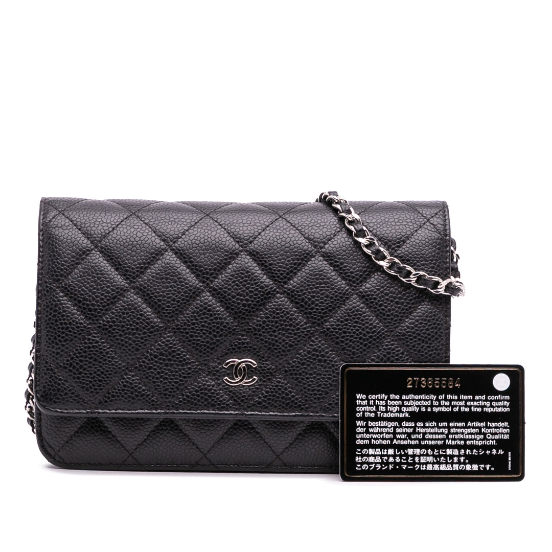 Chanel CC Quilted Caviar Wallet on Chain Noir