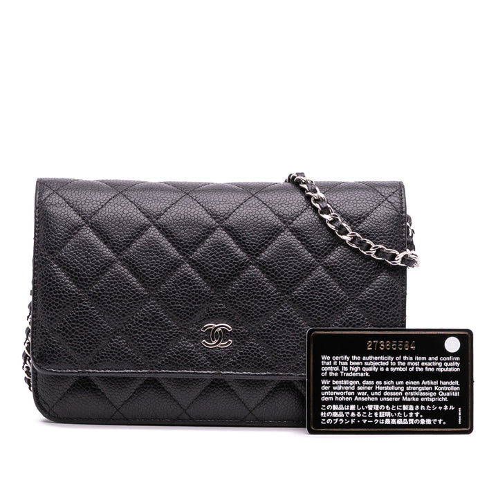 Chanel CC Quilted Caviar Wallet on Chain Noir