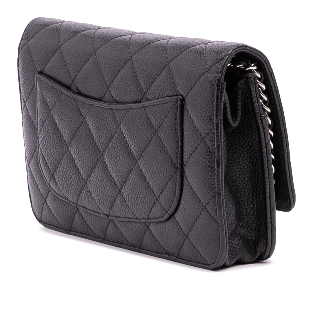 Chanel CC Quilted Caviar Wallet on Chain Noir