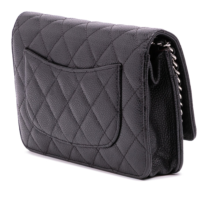 Chanel CC Quilted Caviar Wallet on Chain Noir