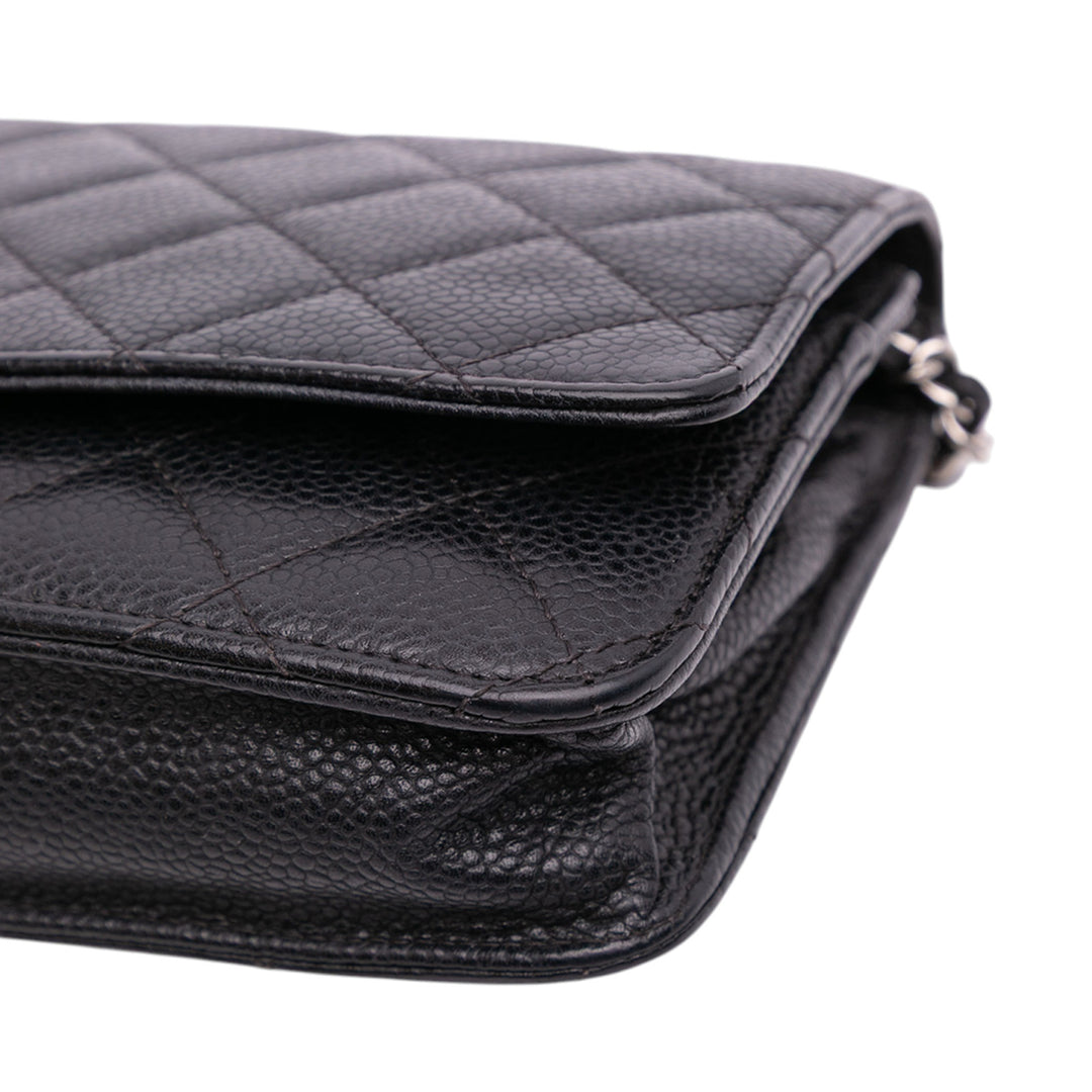 Chanel CC Quilted Caviar Wallet on Chain Noir