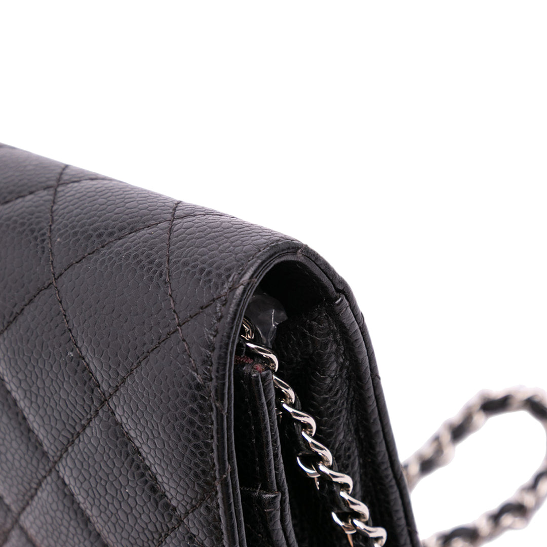 Chanel CC Quilted Caviar Wallet on Chain Noir