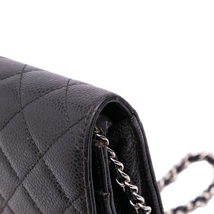 Chanel CC Quilted Caviar Wallet on Chain Noir