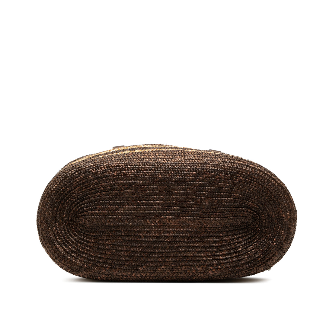 Fendi Straw Pecan Striped Beach Cabas
