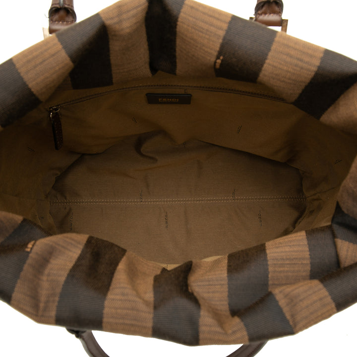 Fendi Straw Pecan Striped Beach Cabas
