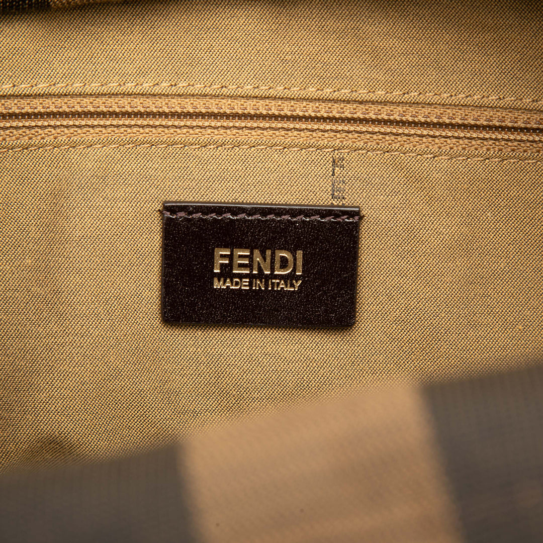 Fendi Straw Pecan Striped Beach Cabas