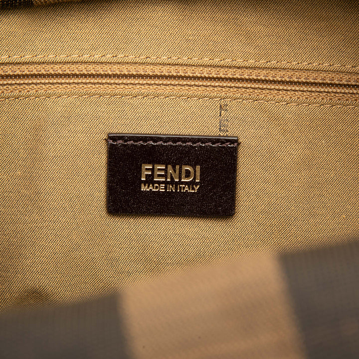 Fendi Straw Pecan Striped Beach Cabas