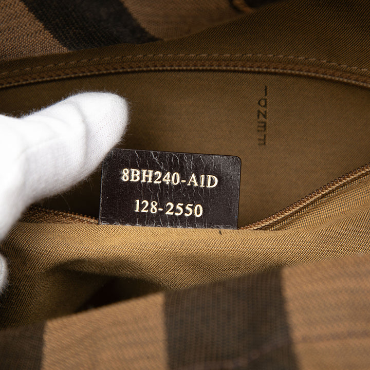Fendi Straw Pecan Striped Beach Cabas