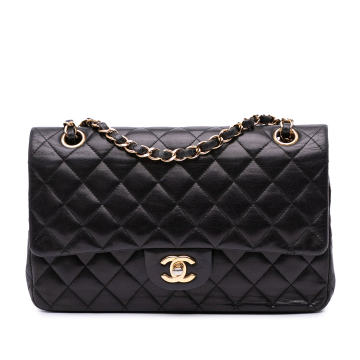 Medium Classic Lambskin Double Flap Black - Gaby Paris