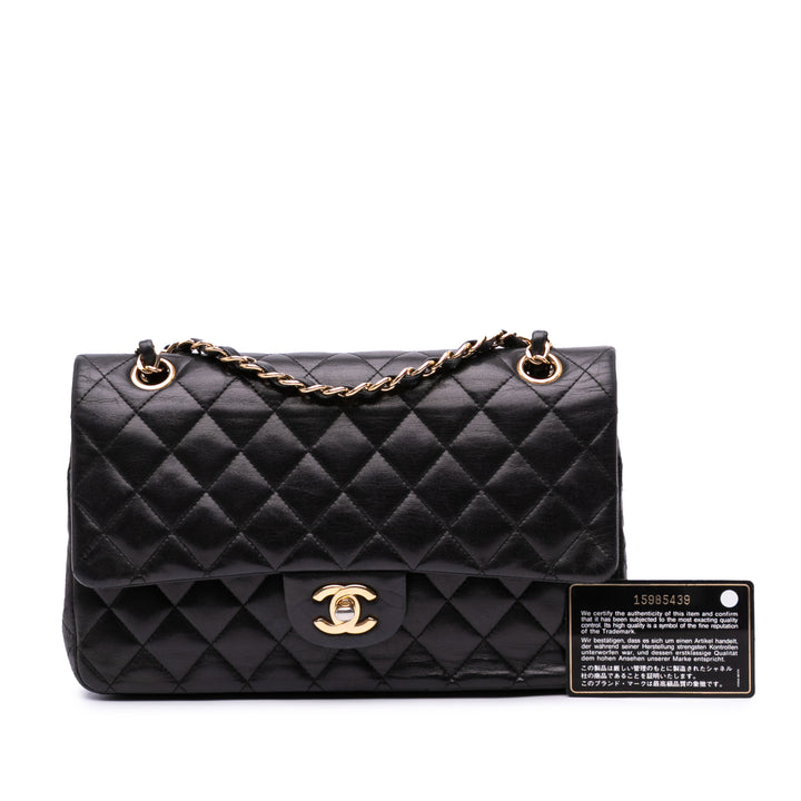 Medium Classic Lambskin Double Flap Black - Gaby Paris