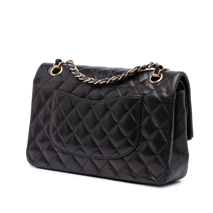 Medium Classic Lambskin Double Flap Black - Gaby Paris