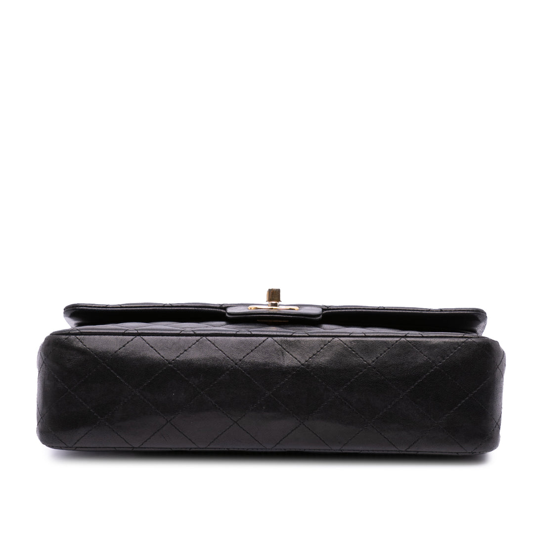Medium Classic Lambskin Double Flap Black - Gaby Paris
