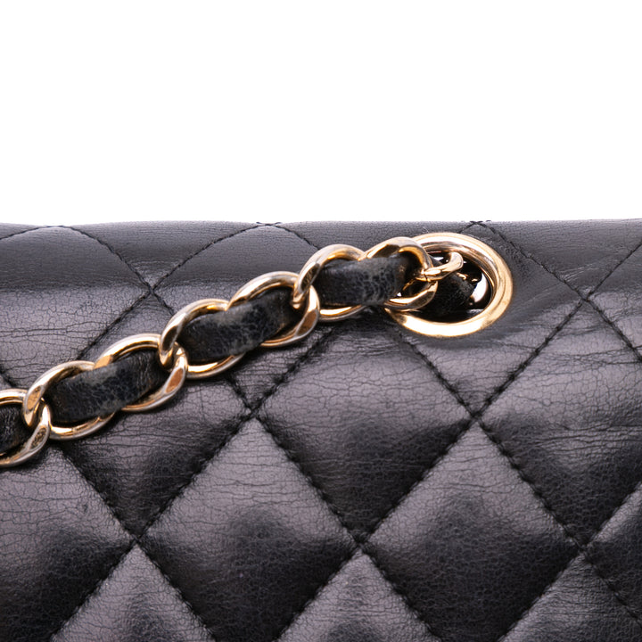 Medium Classic Lambskin Double Flap Black - Gaby Paris