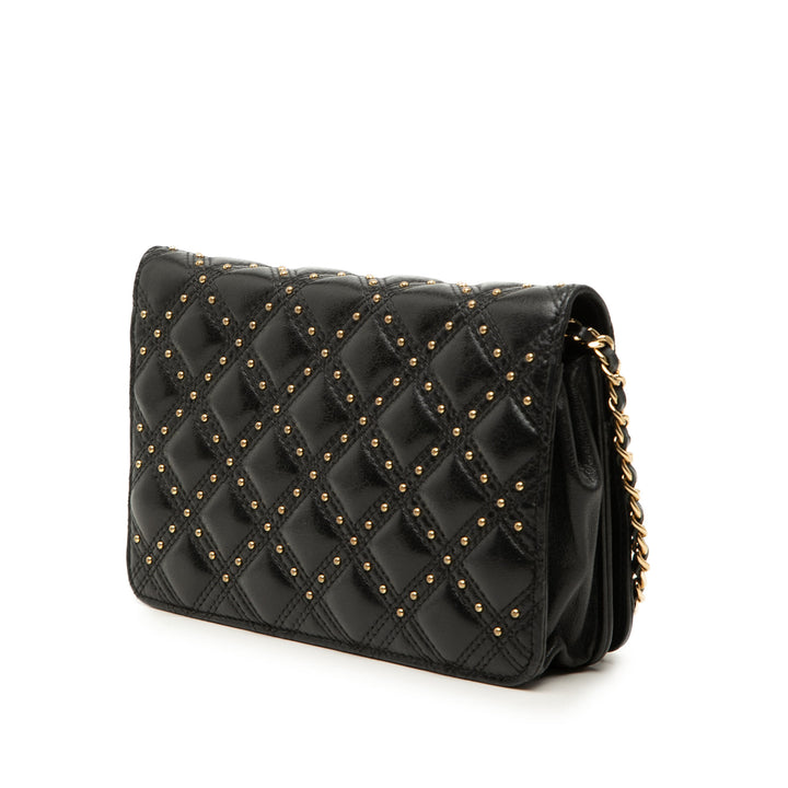 Chanel CC Cuir d’agneau clouté Diamond Stitch Wallet on Chain