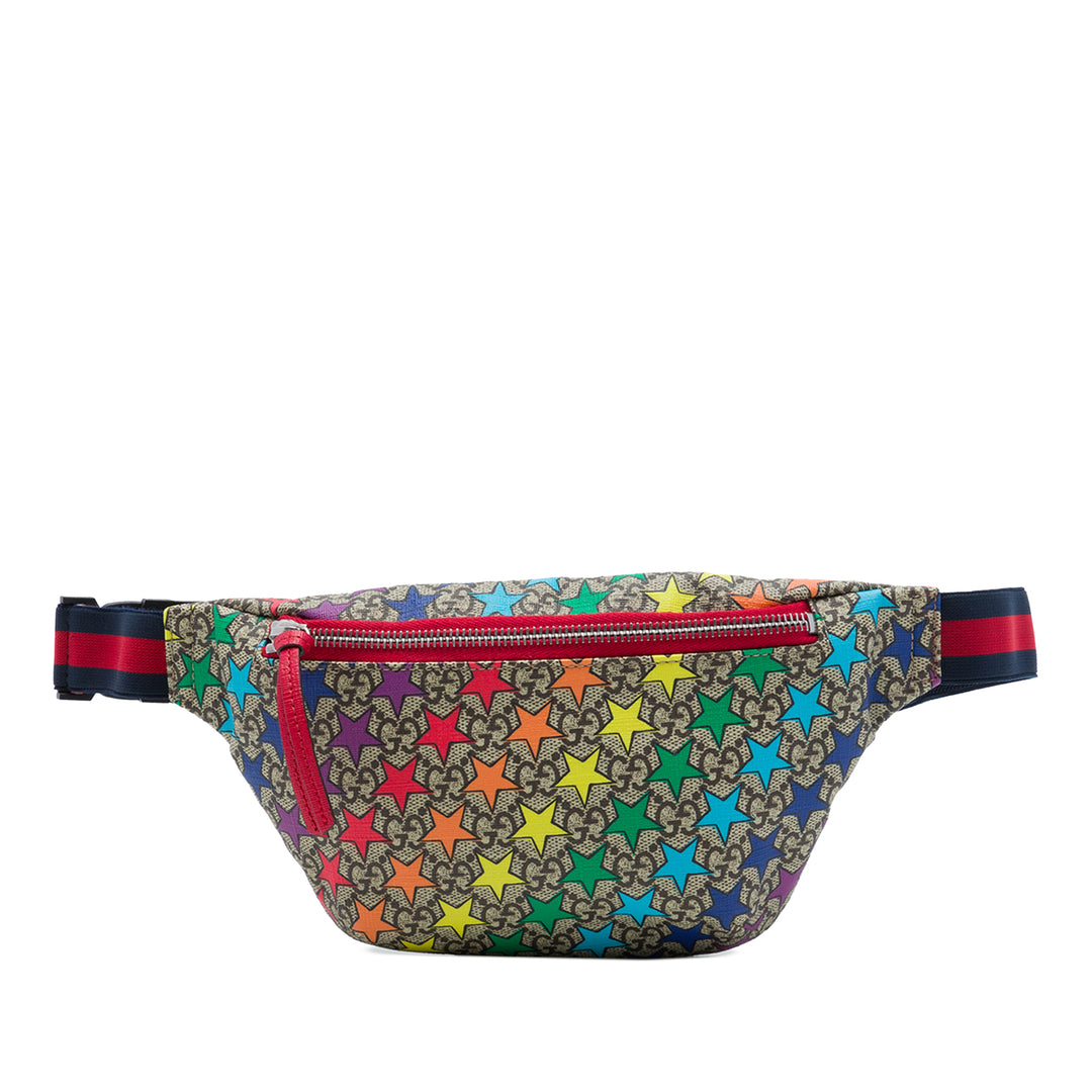 Gucci Ceinture Kids Web Rainbow Stars Multi GG Supreme Multicolore – vue principale – GABY PARIS