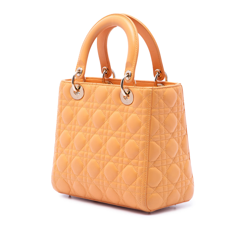 Dior Lady Dior Cannage Moyen Cuir d'agneau Orange – vue 2 – GABY PARIS
