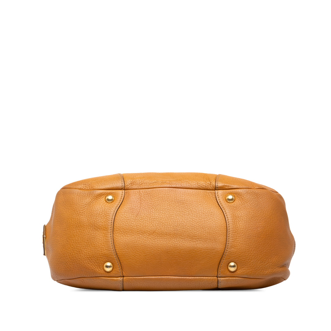 Prada Cabas Vitello Daino Push Lock Marron – vue 3 – GABY PARIS