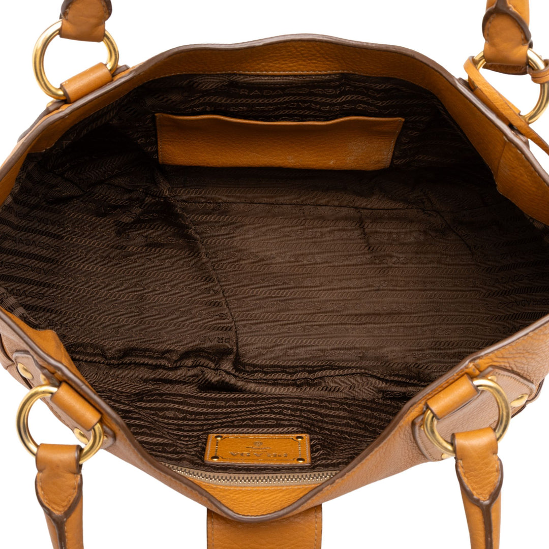 Prada Cabas Vitello Daino Push Lock Marron – vue 4 – GABY PARIS