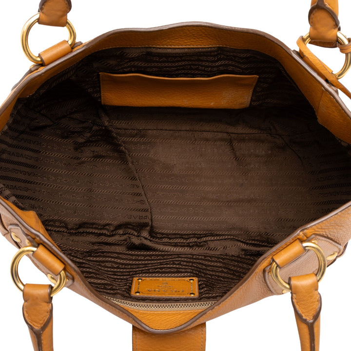 Prada Cabas Vitello Daino Push Lock Marron – vue 4 – GABY PARIS