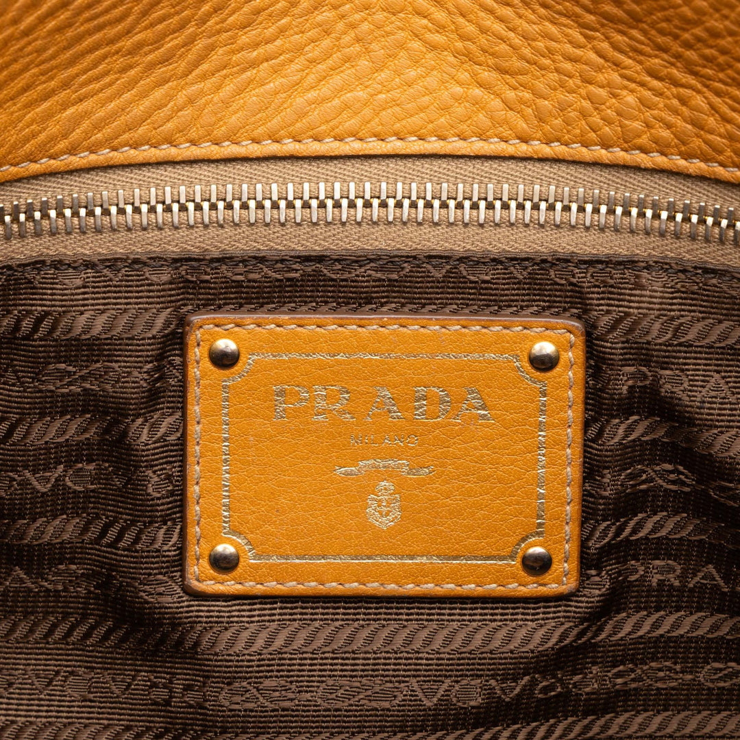 Prada Cabas Vitello Daino Push Lock Marron – vue 5 – GABY PARIS