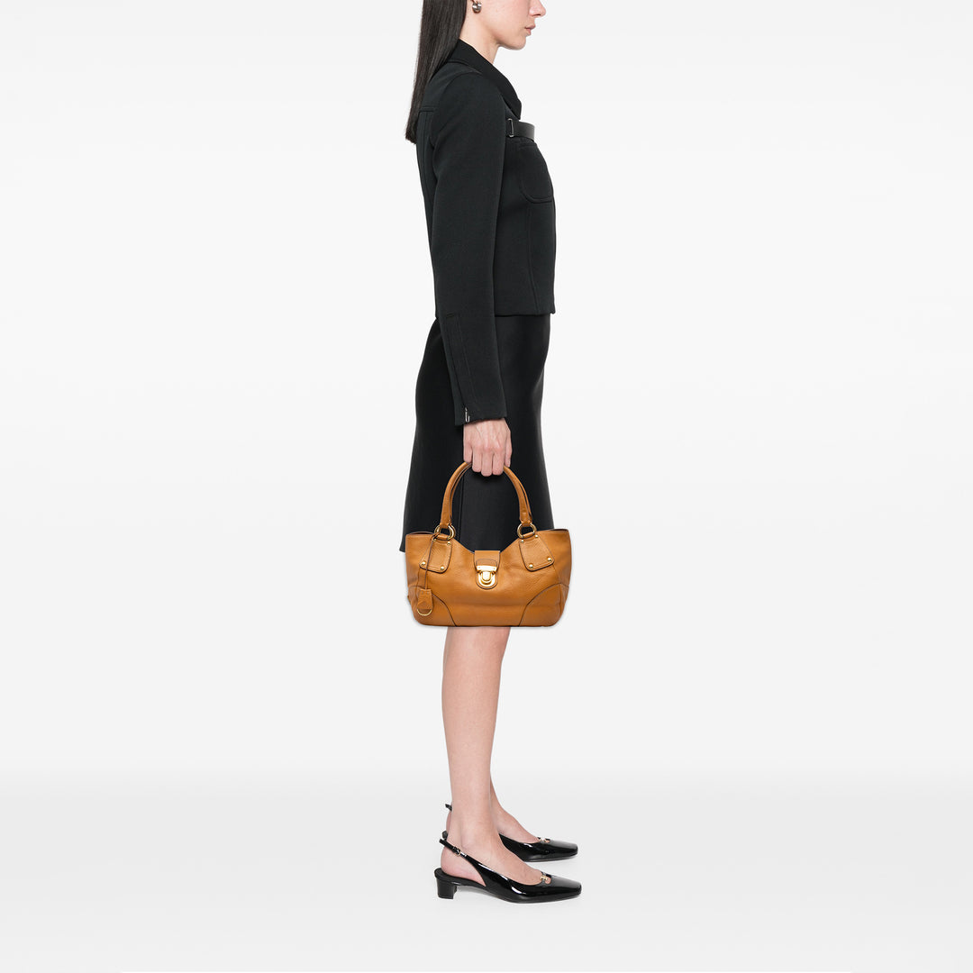 Prada Cabas Vitello Daino Push Lock Marron – vue 6 – GABY PARIS
