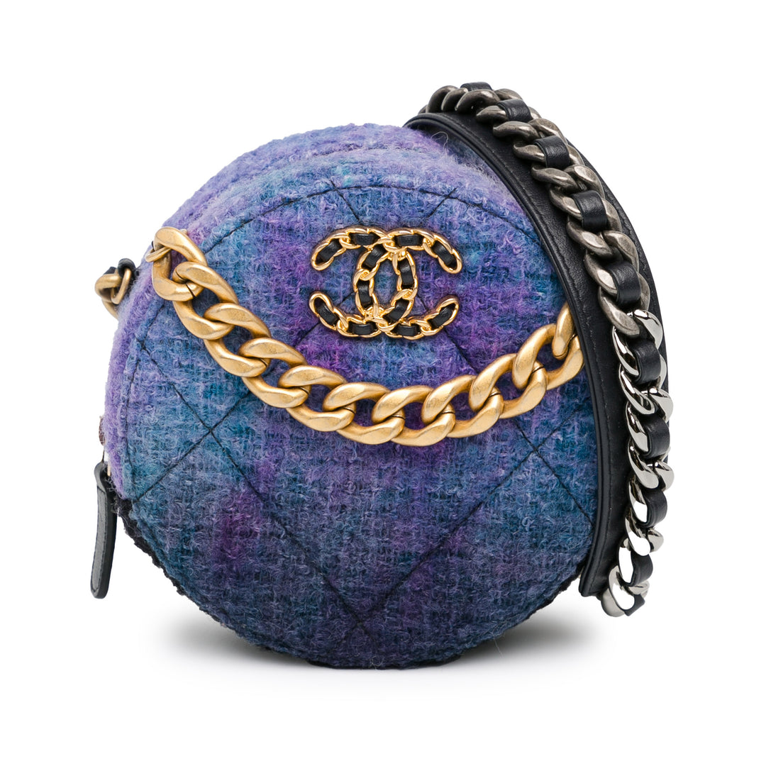 Tweed 19 Round Clutch with Chain Purple - Gaby Paris