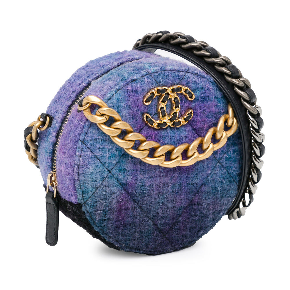 Tweed 19 Round Clutch with Chain Purple - Gaby Paris