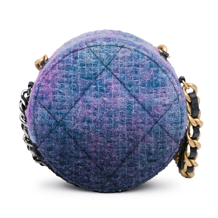 Tweed 19 Round Clutch with Chain Purple - Gaby Paris