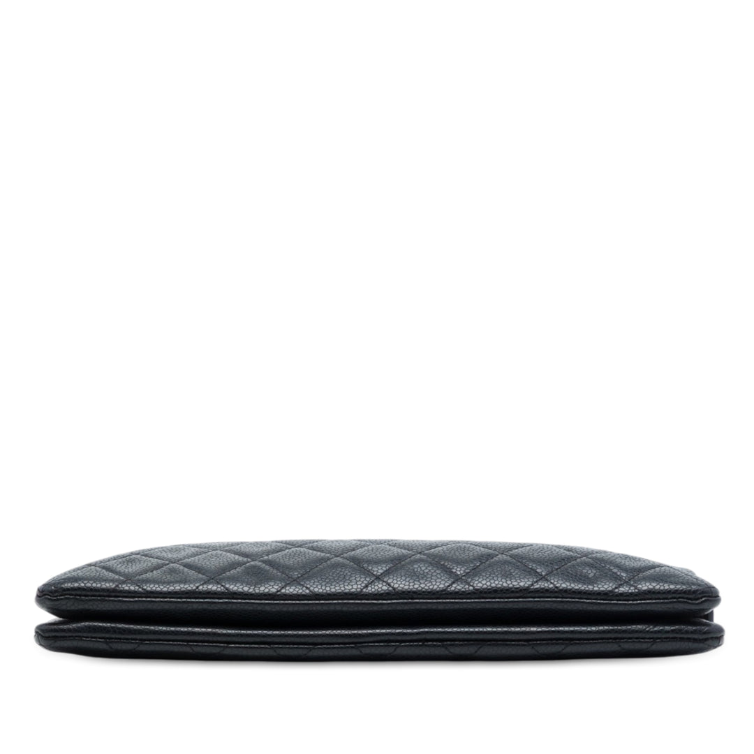 Matelassé Zippé Pochette Grand Cuir caviar Noir