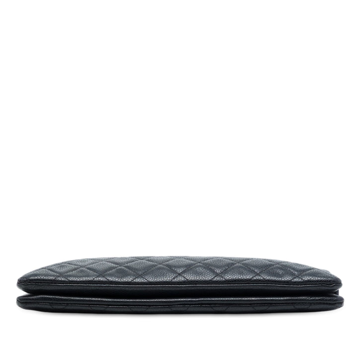 Matelassé Zippé Pochette Grand Cuir caviar Noir
