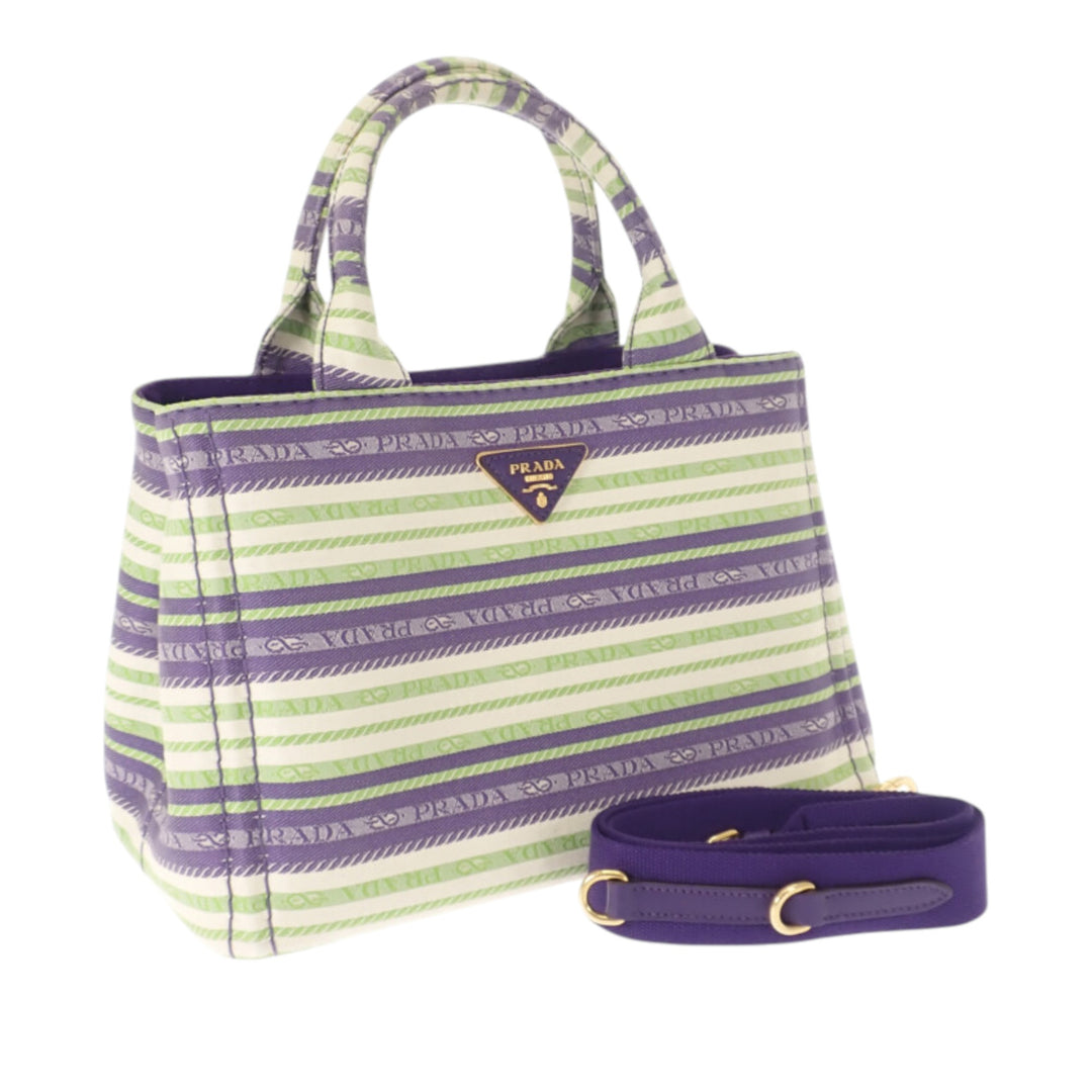 Prada Cabas Canapa Rayé Logo Petit Vert – vue principale – GABY PARIS