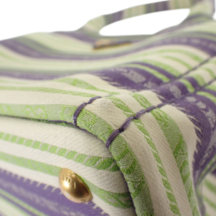 Prada Cabas Canapa Rayé Logo Petit Vert – vue 10 – GABY PARIS