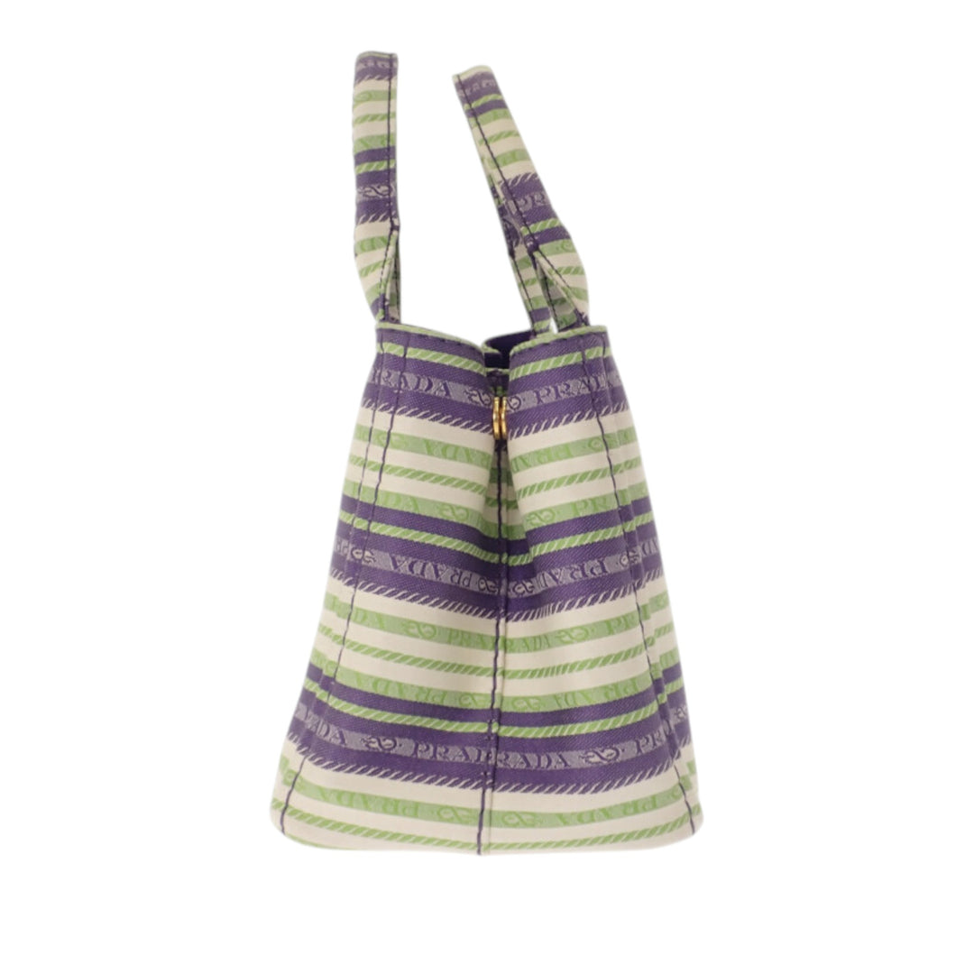 Prada Cabas Canapa Rayé Logo Petit Vert – vue 14 – GABY PARIS