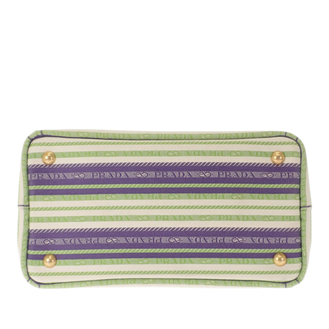 Prada Cabas Canapa Rayé Logo Petit Vert – vue 3 – GABY PARIS