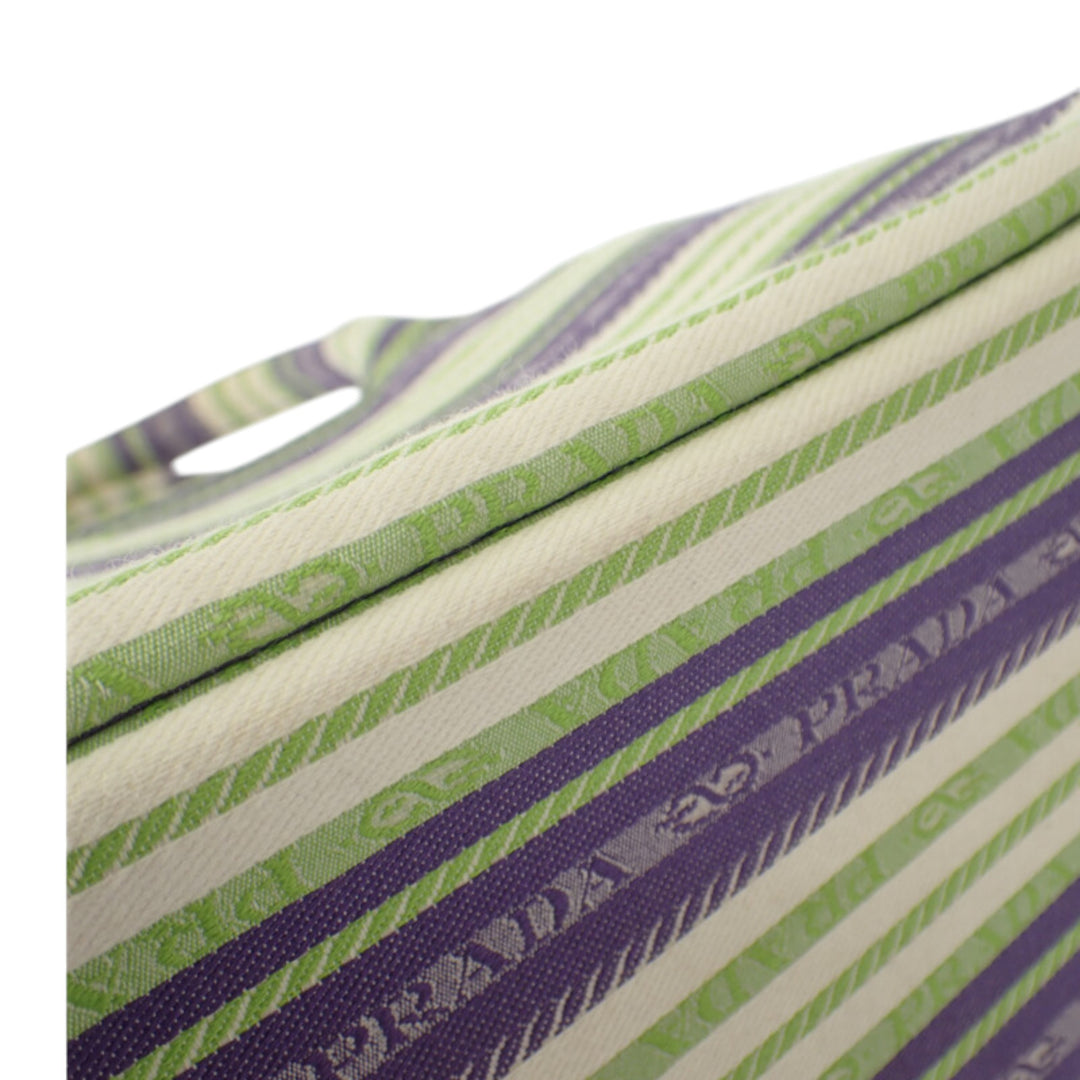 Prada Cabas Canapa Rayé Logo Petit Vert – vue 8 – GABY PARIS