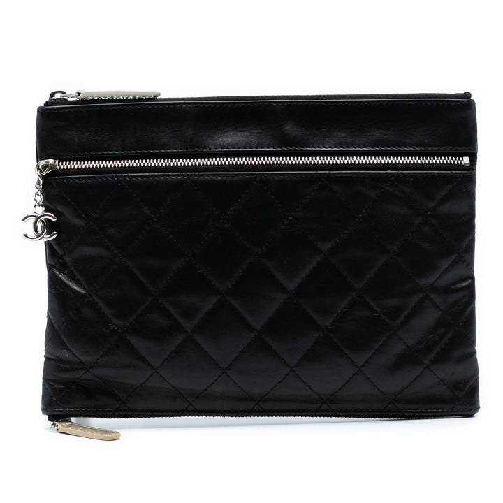 Chanel CC Matelassé Cuir d’agneau Multi Zip Pochette
