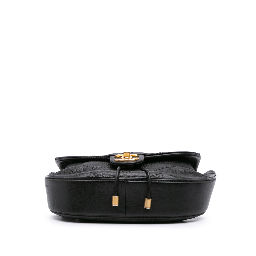 Chanel CC Chevron Cuir d’agneau Round Flap Sac cartable Noir – GABY PARIS Authentique