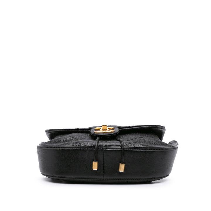 Chanel CC Chevron Cuir d’agneau Round Flap Sac cartable Noir – GABY PARIS Authentique