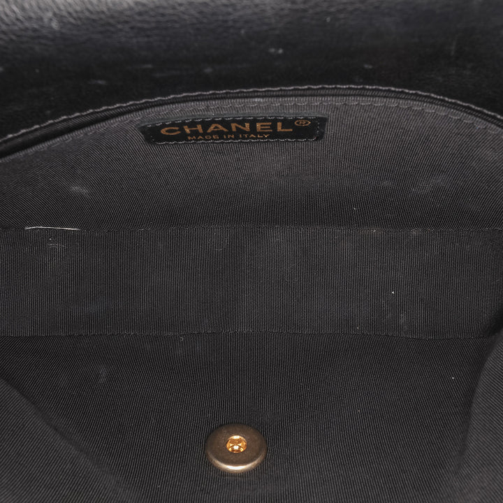 Chanel CC Chevron Cuir d’agneau Round Flap Sac cartable Noir – GABY PARIS Authentique