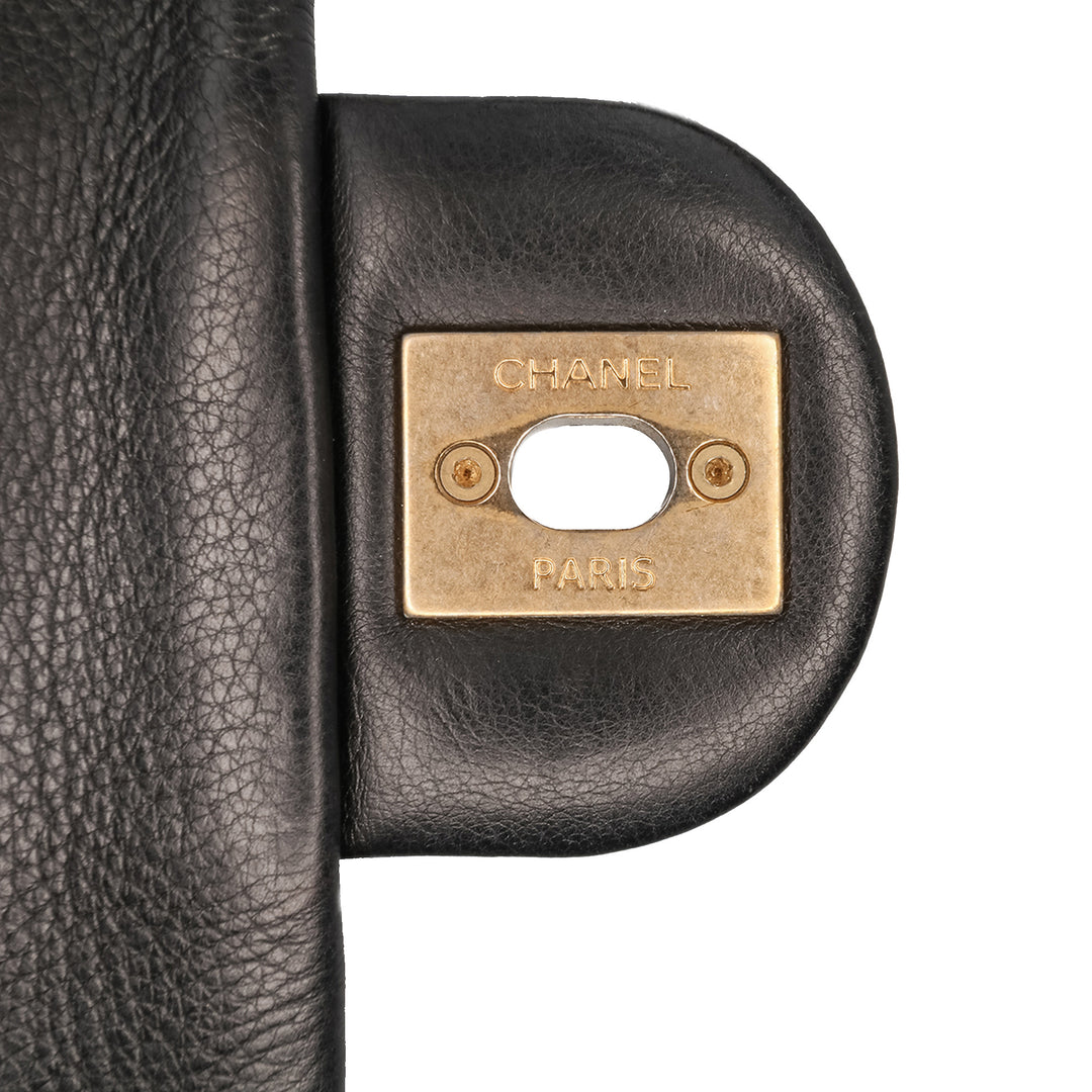 Chanel CC Chevron Cuir d’agneau Round Flap Sac cartable Noir – GABY PARIS Authentique