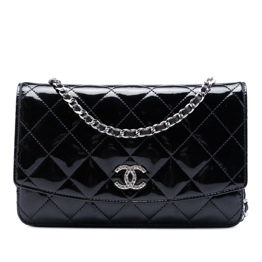 Chanel CC Matelassé Cuir verni Brilliant Wallet on Chain
