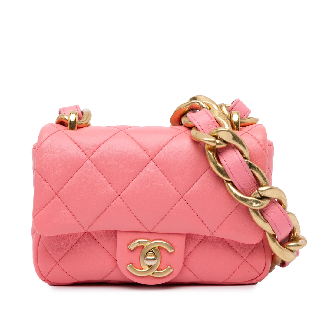 Mini Quilted Lambskin Funky Town Flap Pink - Gaby Paris