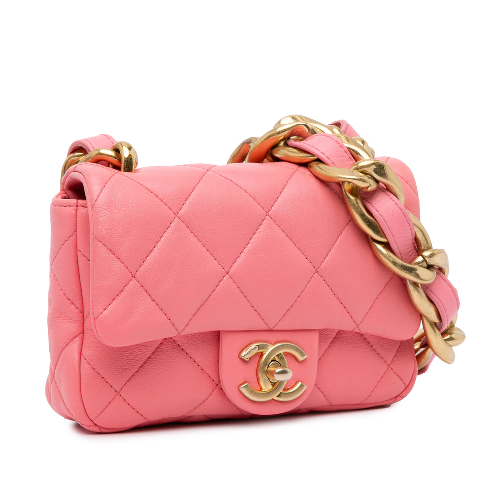 Mini Quilted Lambskin Funky Town Flap Pink - Gaby Paris