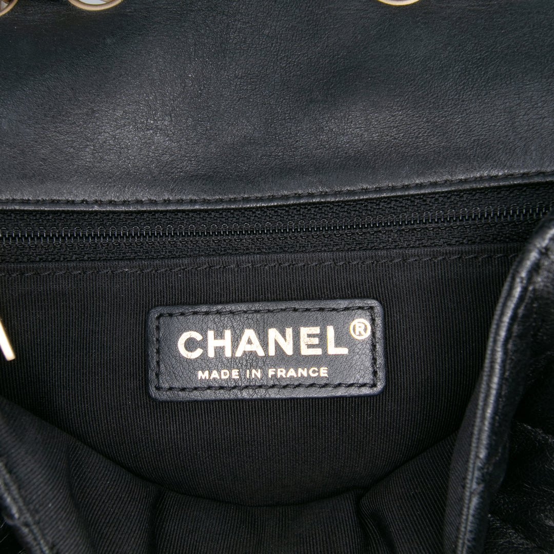 Chanel Small Bicolor Cuir de veau Braided Chic Flap Blanc