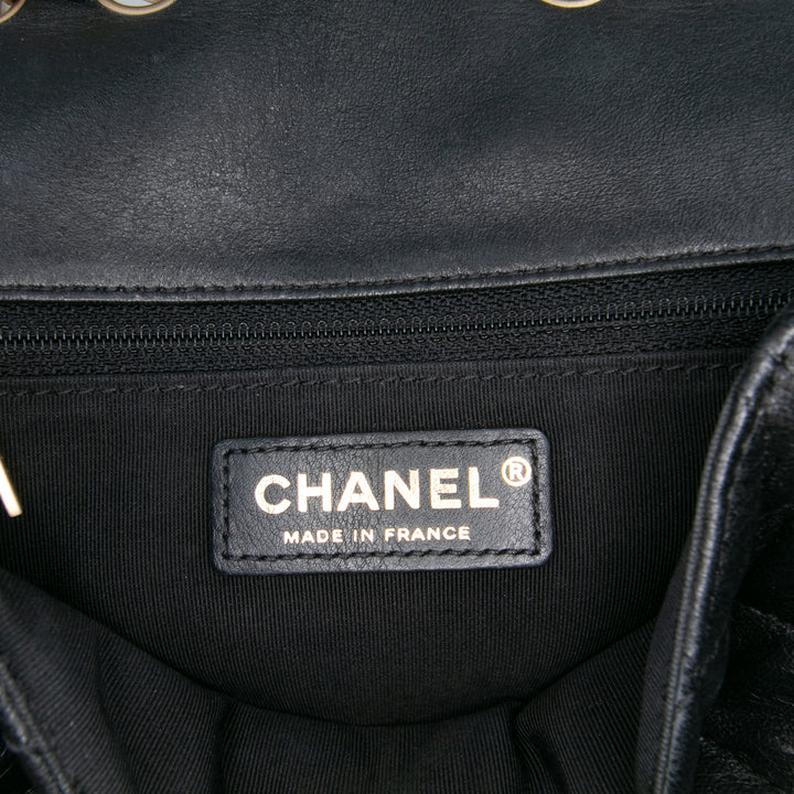 Chanel Small Bicolor Cuir de veau Braided Chic Flap Blanc