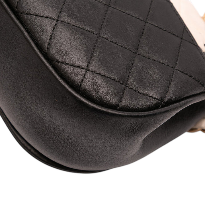 Chanel Small Bicolor Cuir de veau Braided Chic Flap Blanc