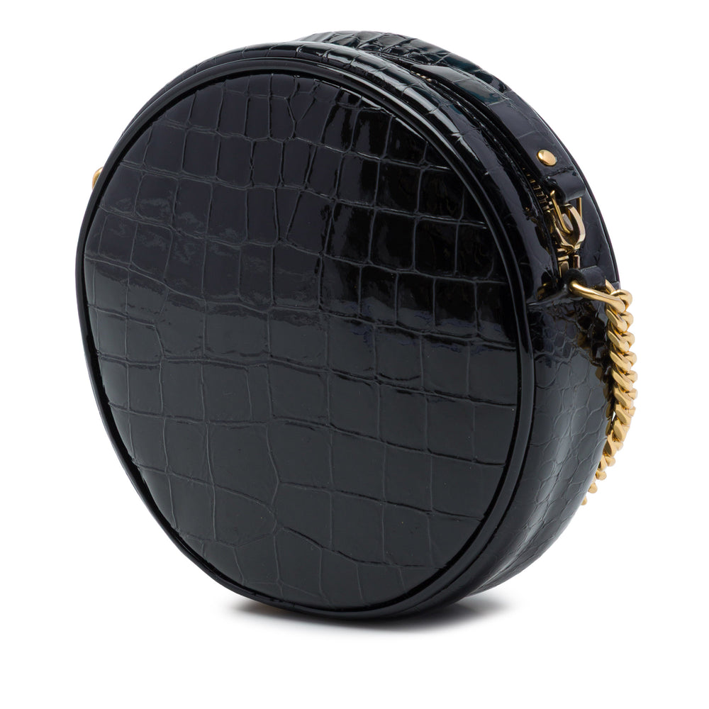 Saint Laurent Croc embossé Rond Vinyle Sac caméra Noir – vue 2 – GABY PARIS