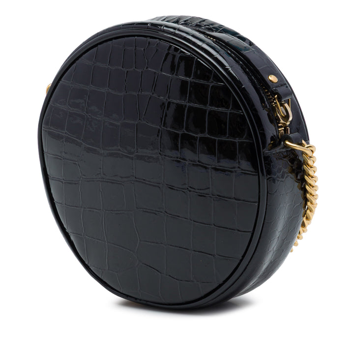 Saint Laurent Croc embossé Rond Vinyle Sac caméra Noir – vue 2 – GABY PARIS